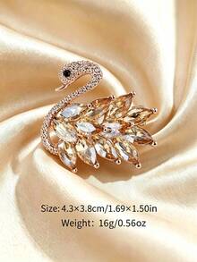 Luxury Heavy Embellished Swan Brooch, Women's Fashion Animal Brooch, Casual Party Accessory/Friend Gift, Suit Decoration - Crystal Swan Brooch - View 10