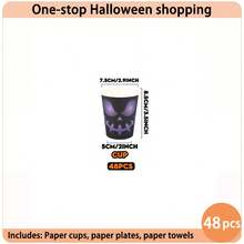 Set Peralatan Makan Kertas Sekali Pakai 20/48/96 Buah, Termasuk Piring Kertas 7/9 Inci, Gelas Kertas, dan Serbet, Menampilkan Desain Lentera Wajah Ungu Gradien. Cocok untuk Pesta Halloween Bertema Gothic Gelap, Pertemuan Malam Hari, dan Dekorasi Meriah. - Beraneka warna - View 9