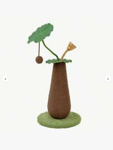 Cat Scratching Post, Indoor Cat Lotus Leaf Scratching Post, Stable Upright Cat Scratcher With Interactive Hanging Ball And Plush Base, Cute Kitten Paw Teething Toy, Pet Happy Play, Halloween Christmas Gift - Lotus Seedpod Cat Scratch Pillar - View 9