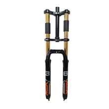 26/27.5 Mountain Bike Double Shoulder Fork, Oil Spring Suspension, 28.6mm X 220mm Steerer, 130mm Travel, 34mm Leg, QR 100mm - 27.5 Inches (YELLOW) - View 3