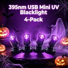 AIICRGB 6P/4P/2P Mini Purple UV Flashlight, Portable USB LED Blacklight, Compact Pocket Light For Fluorescent & UV Mark Verification (Black/Silver)) - Black - View 14