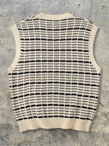 ANDREILEE Men's Knitted Vest Street Casual Round Neck Sleeveless Loose Pullover Sweater T-Shirt Spring Summer - Apricot - View 4