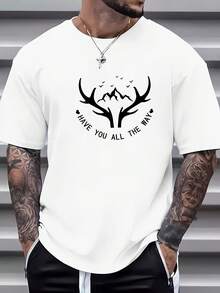 Men's Printed Short-Sleeved T-Shirt, Large Size, Multifunctional, Available In Large Sizes.Men's T-Shirt, Printed Design, Sleeve - 白色 - 查看 1