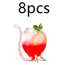 300ml 吸血鬼玻璃杯，創意玻璃杯，醒酒杯，馬克杯，內置吸管，果汁杯，冰淇淋香檳，居家，派對，夜店，玻璃器皿，戶外露營 - 透明 - 查看 15