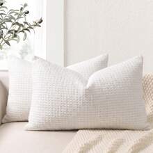 1pc Chenille Decorative Pillow Cover, Soft Woven Texture Luxury Cushion Cover For Bed And Living Room Sofa - White - View 5