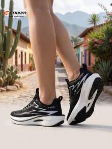 EDIXIM Professional Women's Road Running Shoes, Lightweight Shock-Absorbing Non-Slip For Spring/Summer, Aerobics, Jump Rope, Marathon, Jogging, Ultra-Light Women's Sports Shoes - Black - View 2
