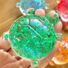 1pc Smooth TPR Material Squeeze Toy, Transparent Turtle Shape Stress Relief Toy With Floating Star Glitter Inside, Cute Transparent Turtle Design, Halloween Party Decoration, Home Desktop Toy, Random Style - Multicolor - View 6