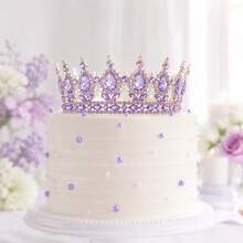 57pcs Purple Rhinestone Crown Cake Topper Set, Gold Butterfly Decor, Happy Birthday Acrylic Cake Topper, Princess Birthday Party Cake Decoration Supplies - Multicolor - View 5