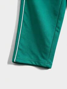 2pcs Kids Green Raglan Tracksuit DTG Skater Life Cool Fox Graphic Print Soft Cotton Breathable Sweatshirt With Side White Stripe - Green - View 6