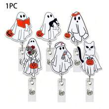 1pc Halloween Ghost Retractable Rotating Badge Reel Gift ID Holder - Multicolor - View 7
