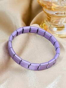Colors Stainless Steel Square Link Bracelet, 18K Gold Plated Waterproof Stackable Chain Wrist Jewelry For Ladies - Multicolor - View 15