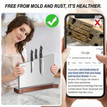 Large Magnetic Block Holder Without Knives Kitchen Counter, Stainless Steel Material Magnetic Storage Stand Rack With Strong Double Sided Magnet And Wood Base - 16.15x 11 Inches - Multicolor - View 3