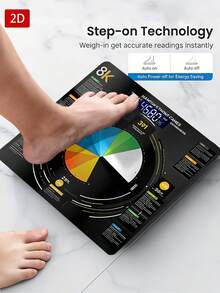 Tempered Glass Electronic Body Weight Scale, LED Display, Convenient And Easy To Use, Weight Measurement, Temperature Detection, Home Scale, Tempered Glass Scale, Modern Digital Scale, Minimalist Scale Design, Precision Engineering - Multicolor - View 4
