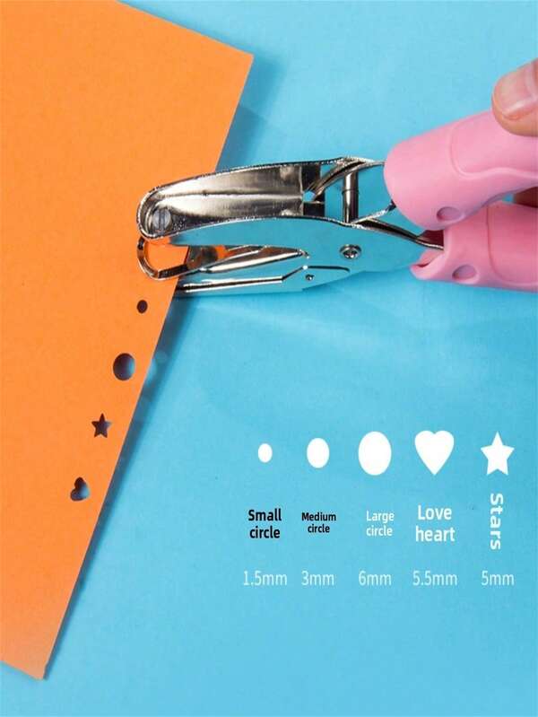 1pc Punch Tool, Metal Structure With Soft Handle, Suitable For Clothing, Tickets, DIY Crafts, Scrapbooking, School Supplies, Back To School Season