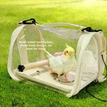 Portable Pet Travel Cage, Suitable For Parrots, Pigeons, Sparrows, Hamsters, Lizards, With Zipper Closure, Durable And Breathable, Transparent Bird Carrier Backpack, With Wooden Stand, Plastic Base, Adjustable Shoulder Strap And Breathable - one-size - View 2