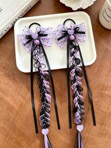 1 Pair Macaron Color-Block Twisted Hair Braids, Suitable For Girls Kids ...