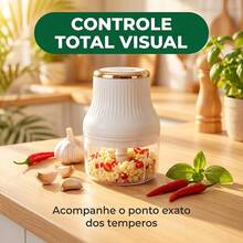 Mini Processador Triturador Sem Fio Elétrico 250ML De Alimentos Para Legumes Alho Gengibre - Verde Menta - Visão 2