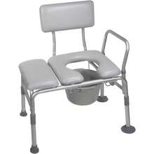 Drive Medical Combination Padded Seat Transfer Bench with Commode Opening, Gray - Multicolor - Ver 1