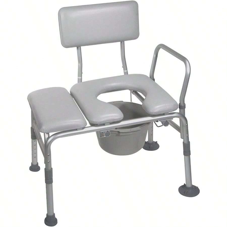 Drive Medical Combination Padded Seat Transfer Bench with Commode Opening, Gray - Multicolor - Ver 1