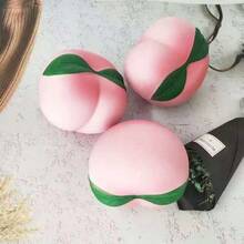 Peach Squeeze Toy, Slow Rebound Stress Relief Squishy, Slow Rebound Fruit Stress Relief Squeeze Toy, Decompression Gift Decor, PU Realistic Food Prank Toy - Multicolor - View 5