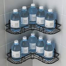 Corner Shower Caddy - Rust-Resistant, Wall-Mounted Bathroom Storage Shelf, Suitable For Storing Shampoo, Toner And Cosmetics. - Black - View 9