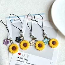 1pc Sunflower Phone Chain Pendant, Creative Small Accessory, Suitable As Gift, Universal Phone Charm, Creative Phone Chain Accessory, Universal USB Drive Exquisite Small Pendant, Gift For Best Friend And Friends - Multicolor - View 6