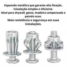 Kit 10 Unidades Grampos Rebites De Expansao Metal M5x25mm - kit 10 rebites - Visão 3