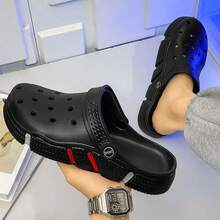 Men's Clog Slippers With Soft Cushioning, Breathable Outdoor Beach Sandals, Dual-Wear Slides - Black - View 1
