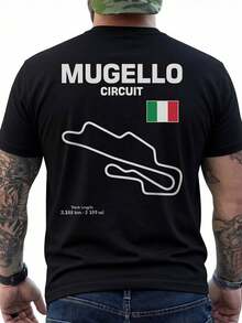 Christmas Famous Ello Contour Track Race Fan Racing Car Racing Shirt With Print On Back - Casual Men's Shirt Hot Item - 黑色 - 查看 1
