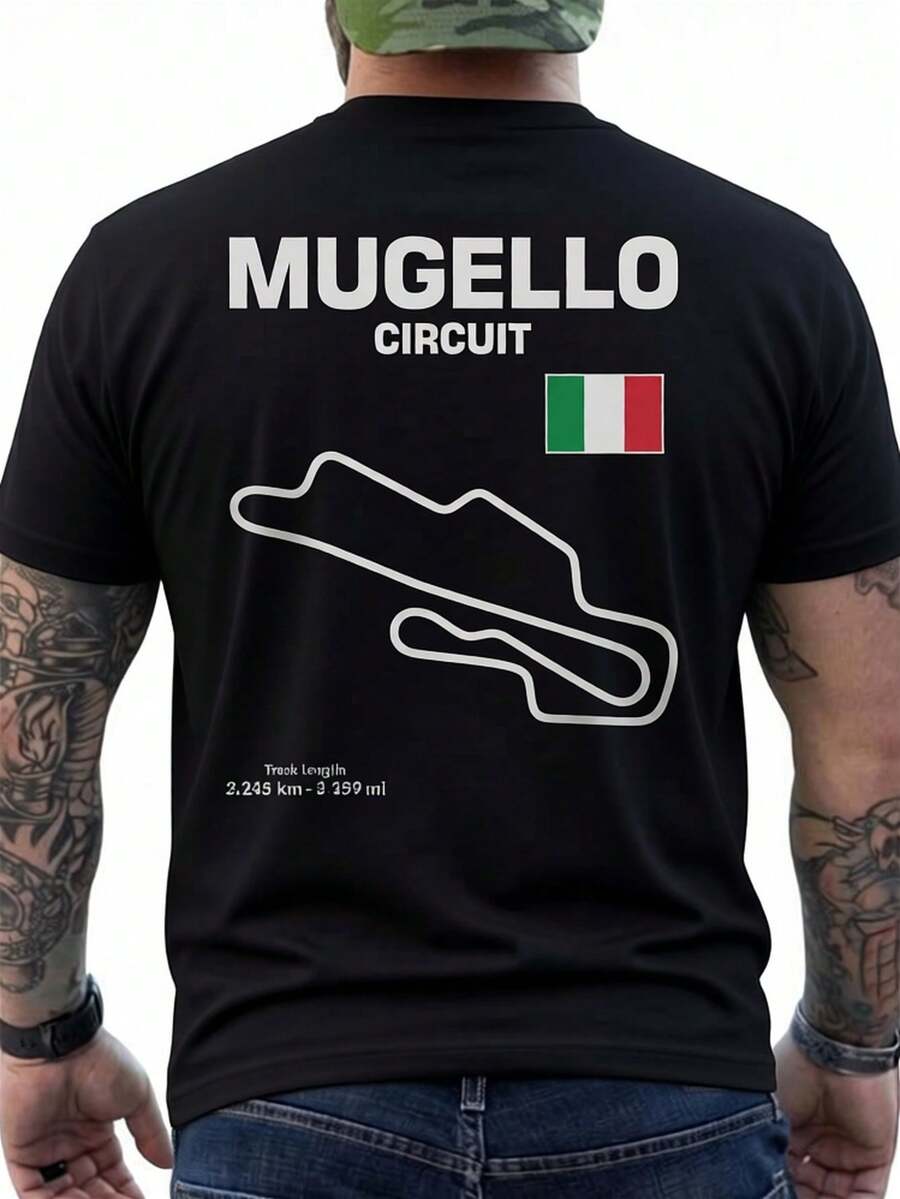 Christmas Famous Ello Contour Track Race Fan Racing Car Racing Shirt With Print On Back - Casual Men's Shirt Hot Item - 黑色 - 查看 1