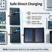 Portable Foldable Solar Panel Charger, Monocrystalline Solar Cells, 4W-16W Multiple Power, Outdoor Solar Charger For Phone, Camping Gear - Black - View 7
