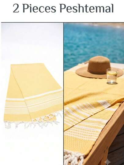2 Pieces Turkish Beach Towel, Wicker Peshtemal, Peshtemal Beach Towel, Dokubba Peshtemal, Compact, Lightweight, Traditional Turkish Towel 90x180 Cm