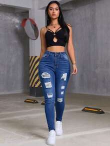 Women Jeans - 深藍 - 查看 6
