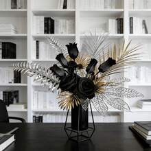 9pcs/Set Black, Gold, Silver Artificial Flower Materials DIY Bouquet, Luxurious And Elegant, Suitable For Various Home Decor, Holiday Decoration - Black Gold Silver - View 6