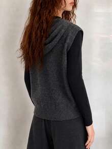 Women's Autumn/Winter Minimalist Casual Fashion Hooded Pullover Sweater Vest Fall - Grey - View 2