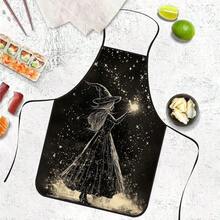 1pc Halloween Starry Sky Witch Print Apron, Featuring Pointed Hat Starry Magic Witch Pattern, Durable Cooking Apron Suitable For Bakers, Cake Decorators, BBQ Enthusiasts, Gardeners, Painters, Nail Artists - Perfect Gift For Home And Professional Chefs - Multicolor - View 4