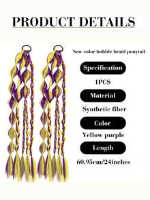 24 Inch Synthetic Bubble Ponytail Hair Extensions, Lightweight Colorful Hair Bundles For Women And Girls, Daily And Party Use - Multicolor - View 4