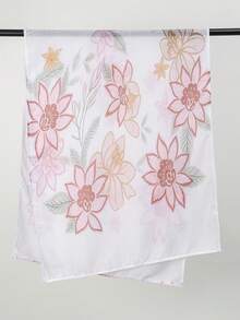 1pc Women's Bohemian Style Watercolor Floral Print Viscose Fiber Scarf, Casual Street Hijab Shawl, Suitable For Daily Wear And Summer Beach - White - View 10