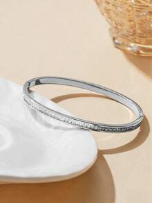 1pc/5pcs New Stainless Steel Waterproof Non-Fading Multi-Style Design (Roman Numerals, Waist-Shaped, Rhinestone-Studded, Etc.) Versatile Commute Luxury Accessory, Layering Jewelry, Hypoallergenic, Niche Design, Holiday Gift - Multicolor - View 3