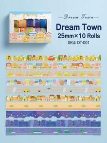 10 Rolls Dreamy Cloud Washi Tape Set, Cute Border Sticker Tapes For Journaling, Scrapbook Supplies, DIY Collage Crafts, Kids & Girls - Multicolor - View 9