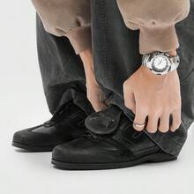 Men's Square Toe Retro Training Shoes, Flip Strap Casual Sneakers For Daily Commute And City Outings - Black - View 6