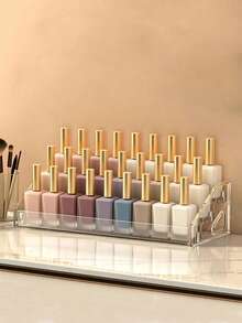 1pc Multi-Layer Transparent Nail Polish Display Rack, Home Daily Use Lipstick Cosmetics Nail Polish Storage Shelf, Plastic Storage Rack/Nail Salon Display Rack/Multi-Layer, Used For Storing Nail Polish, Lipstick, Tools And Other Items - Clear - View 9