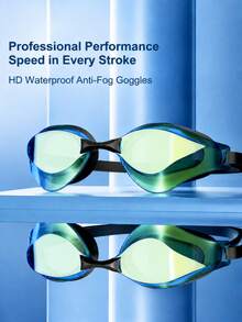 Swim Goggles Men Women Electroplated Anti Fog Mirrored Lens Earplug Plano Pool - Multicolor - View 2