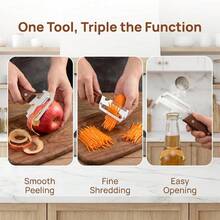 Ergonomic Wooden Handle Stainless Steel Peeler 3-In-1 Fruit Potato Peeler Bottle Opener Kitchen Peeling Cooking Tool - Apricot - View 9