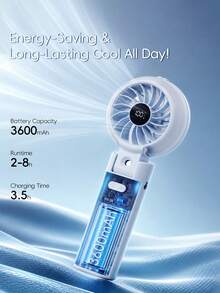 kinscoter 1件可充電 3600mAh 便攜式迷你高速電動手持噴霧風扇，水冷露營旅行空氣冷卻器，100段可調速個人迷你冷卻噴霧手持風扇 - 手持 - 查看 9