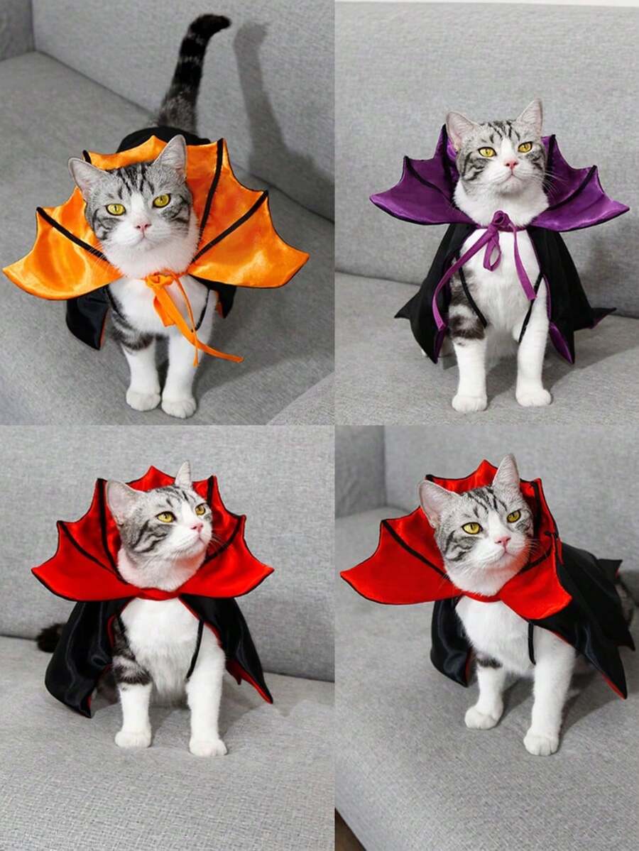 1pc/Set Halloween Pet Dog Bat Costume Cape, Funny Holiday Outfit For Cats And Dogs - Multicolor - View 1