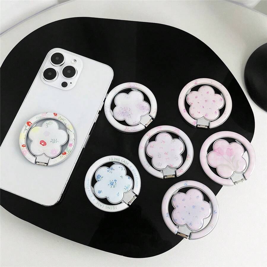 1 Buah Dudukan Ponsel Magnetik MagSafe Motif Bunga Tulip Pita Segar, Dapat Dilipat, Penyangga Adsorpsi, Casing Ponsel Magnetik Universal - MultiWarna - View 1