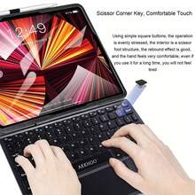 AKKHOO Teclado inalámbrico, recargable, con panel táctil, teclado táctil mini, compatible con iPad y tablet - Negro - Ver 3