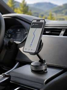 huaxunyuan Magnetic Car Phone Holder Vacuum Suction Cup Dashboard Mount Anti-Shake Phone Stand Compatible With IPhone Navigation - Multicolor - View 1