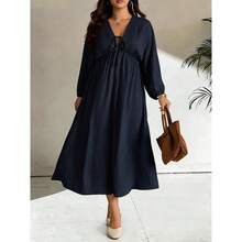 Women Midi Dresses - Navy Blue - View 2